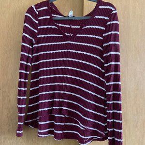 Maroon and white striped Long-sleeve